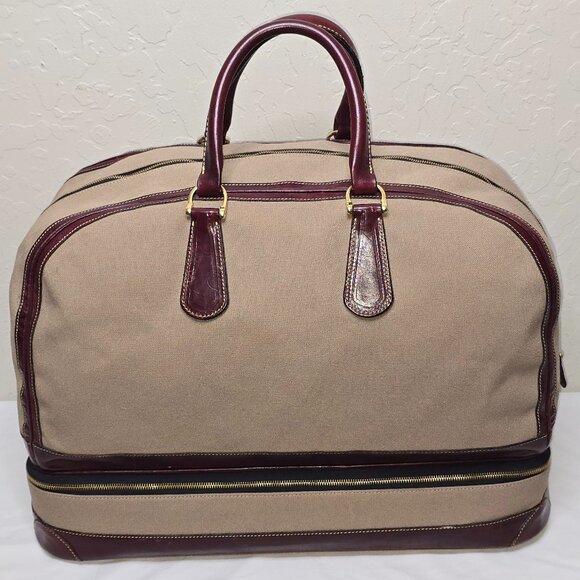 Holland Sport VTG Canvas & Leather Duffel Bag With Shoe Compartment Lock & Keys - Picture 1 of 15